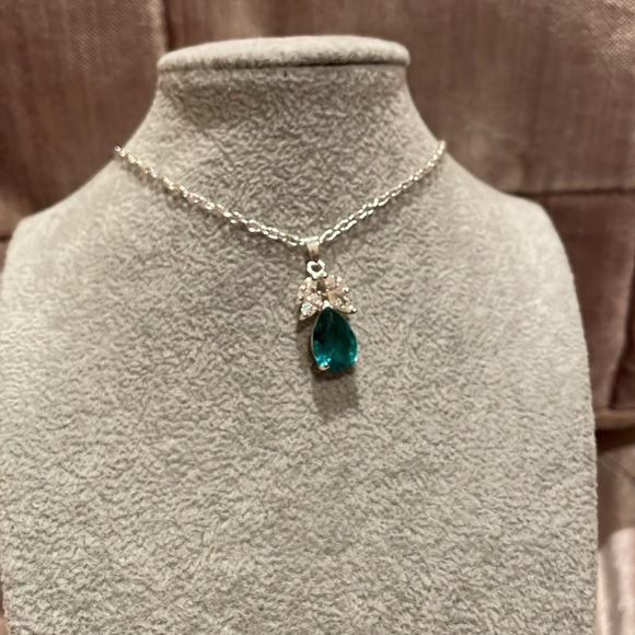 Aqua Blue Angel Pendant Necklace 17” - Picture 3 of 8